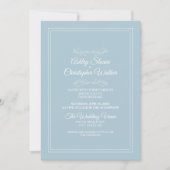 Elegant Dusty Sky Blue White QR code Wedding Kaart (Voorkant)
