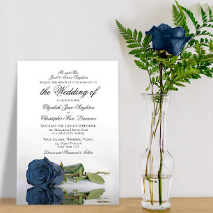 Elegant Dusty Steel Blue Grey Roos Formal Wedding Kaart
