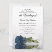Elegant Dusty Steel Blue Grey Roos Formal Wedding Kaart (Voorkant)