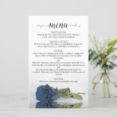 Elegant Dusty Steel Blue Roos Budget Wedding Menu (Staand voorkant)