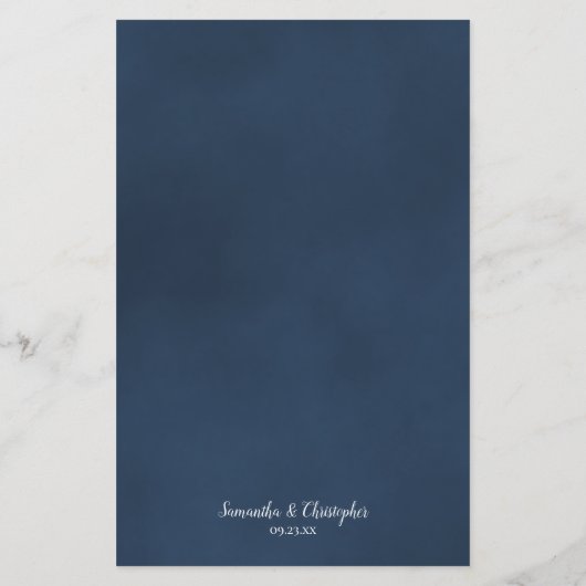 Elegant Dusty Steel Blue Roos Budget Wedding Menu (Achterkant)