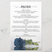 Elegant Dusty Steel Blue Roos Budget Wedding Menu (Voorkant)