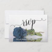 Elegant Dusty Steel Blue Roos Reflections Wedding RSVP Kaartje