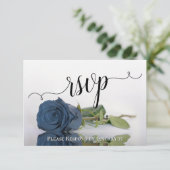 Elegant Dusty Steel Blue Roos Reflections Wedding RSVP Kaartje (Staand voorkant)