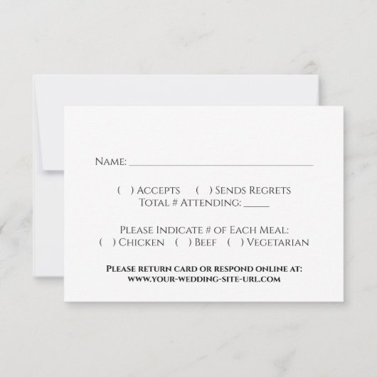 Elegant Dusty Steel Blue Roos Reflections Wedding RSVP Kaartje