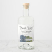 Elegant Dusty Steel Blue Roos Weddenschap Hartelij Likeurfles Etiket (Voorkant)