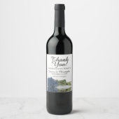 Elegant Dusty Steel Blue Roos Weddenschap Hartelij Wijn Etiket (Voorkant)