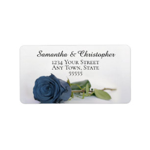 Elegant Dusty Steel Blue Roos Wedding Address Etiket