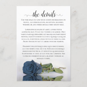 Elegant Dusty Steel Blue Roos Wedding Details Informatiekaartje
