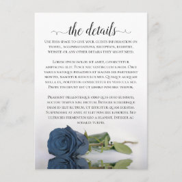 Elegant Dusty Steel Blue Roos Wedding Details Informatiekaartje
