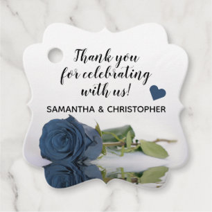 Elegant Dusty Steel Blue Wedding Bedankt Bedankjes Labels