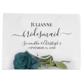 Elegant Dusty Teal Rose Posh Bridesmaid Wedding Groot Cadeauzakje (Achterkant)