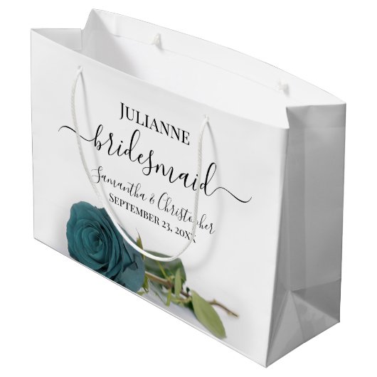 Elegant Dusty Teal Rose Posh Bridesmaid Wedding Groot Cadeauzakje (Achterkant Gekanteld)