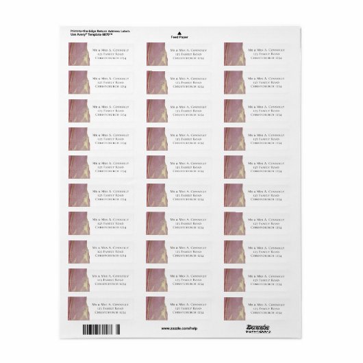 Elegant Dusty Viva Magenta Return Address Etiket (Full Sheet)