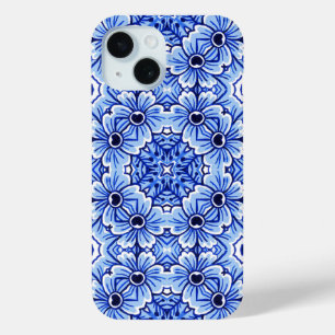 Elegant Dutch Delft Blue Floral Art Patroon iPhone 15 Case