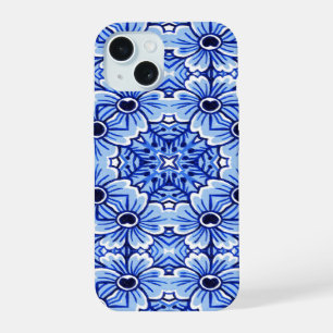 Elegant Dutch Delft Blue Floral Art Patroon iPhone 15 Case