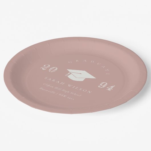 Elegant duusky Blush roze Minimale Eenvoudige Afst Papieren Bordje (Gekanteld)