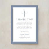 Elegant Dysty Blue Religious Cross Baptism Bedankkaart