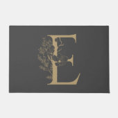 Elegant E Boho Floral Monogram Initiaal Goud Goud Deurmat (Voorkant)