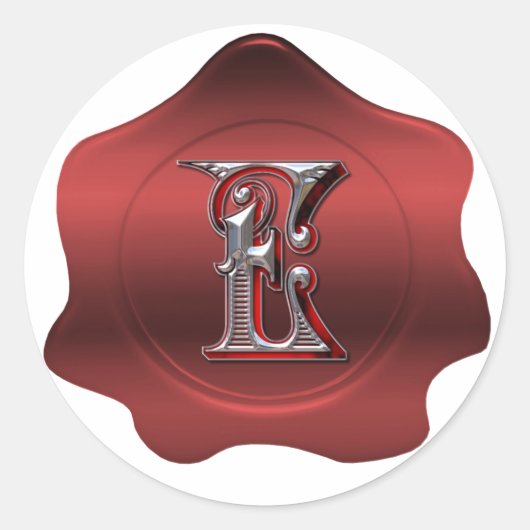 Elegant E Monogram Rood Wax Seal Look Sticker (Voorkant)