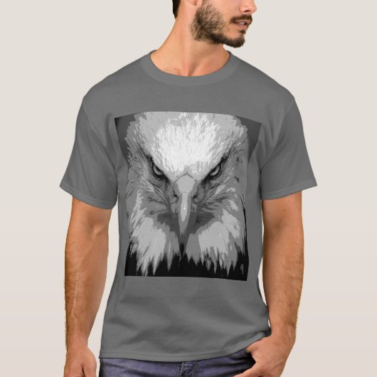 Elegant Eagle Face Mannen donkergrijze Sjabloon T-shirt (Voorkant)