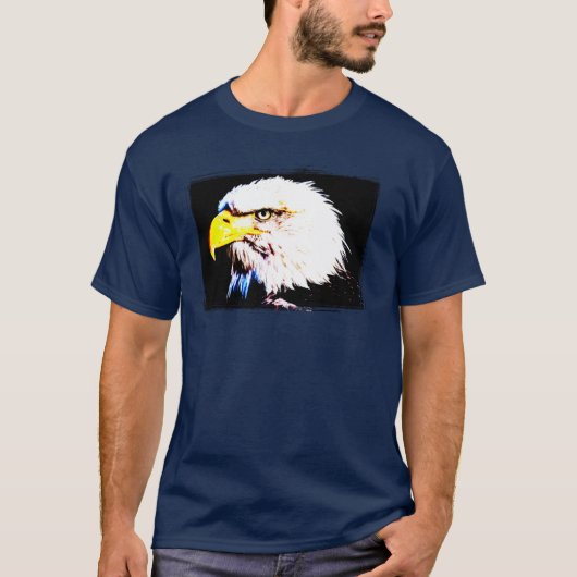Elegant Eagle Head, op maat gemaakt blauw marinesc T-shirt (Voorkant)