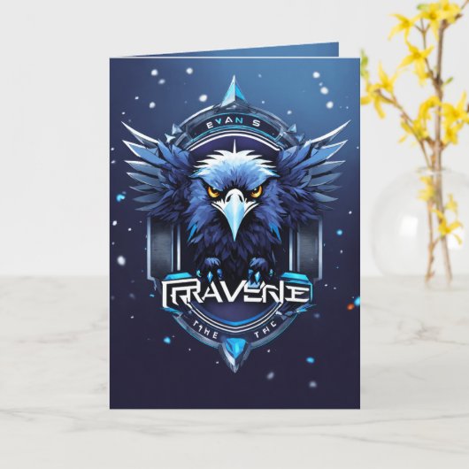 Elegant Eagle Logo Greeting Card | Stylish Minimal Kaart (Gele Bloem)