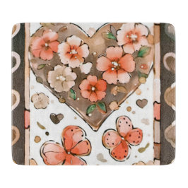 Elegant Earth Tone Waterverf ontwerp Snijplank