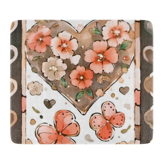 Elegant Earth Tone Waterverf ontwerp Snijplank (Voorkant)