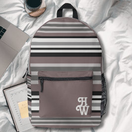 Elegant Earth Tones Brown Savannah Stripes Pattern Bedrukte Rugzak