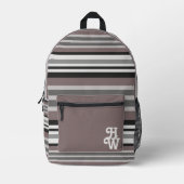 Elegant Earth Tones Brown Savannah Stripes Pattern Bedrukte Rugzak (Voorkant)