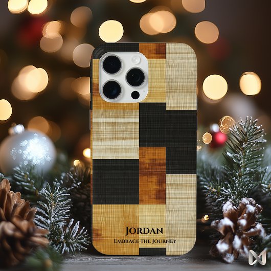 Elegant Earth Tones Grid – Zwart en Oker Harmonie Case-Mate iPhone Case