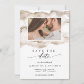 Elegant Earth Tones Waterverf Foto Opslaan De Datu Save The Date (Voorkant)