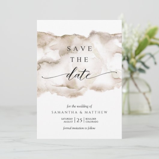 Elegant, Earth Tones Waterverf Save The Date (Staand voorkant)