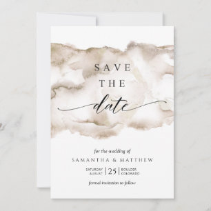 Elegant, Earth Tones Waterverf Save The Date