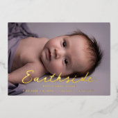 Elegant Earthside Script-Baby Aankondiging (Voorkant)