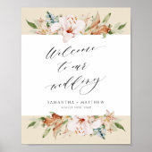 Elegant Earthy Blooms Beige Weddenschap Welkomstbo Poster (Voorkant)