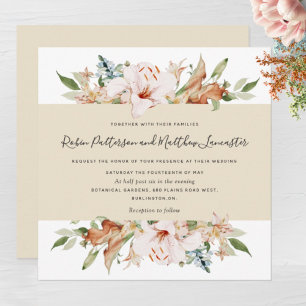 Elegant Earthy Blooms Butter Beige Square Weddensc Kaart