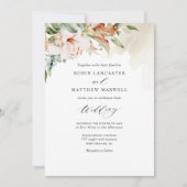 Elegant Earthy Blooms en Beige Wedding Invitation Kaart (Voorkant)