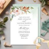 Elegant Earthy Blooms en Sage Green Wedding Invit Kaart