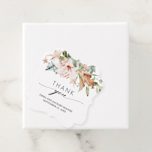 Elegant Earthy Blooms Floral Weddenschap Bedankt Bedankjes Labels (In situ)