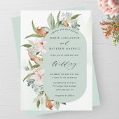 Elegant Earthy Blooms, Sage Green Oval Wedding Kaart