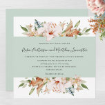Elegant Earthy Blooms Sage Green Square Weddenscha Kaart<br><div class="desc">Verfijn vrienden en familie met deze elegante trouwuitnodiging. Ontwerp met een voortreffelijke waterverf die uw trouwuitnodigingsdetails in een mooi mengsel van stoffige rozen, blozen, beige, terracotta, roest, oranje, groen en een hint van blauwe tinten maakt. Moderne handgeschreven elementen. Mogelijkheid om "samen met hun families" te veranderen in "samen met hun...</div>