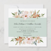 Elegant Earthy Blooms Sage Green Square Weddenscha Kaart (Voorkant)