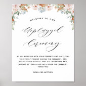 Elegant Earthy Blooms, Unplugged Ceremony Sign Poster (Voorkant)