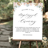 Elegant Earthy Blooms, Unplugged Ceremony Sign Poster