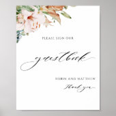 Elegant Earthy Blooms Wedding Guestbook Poster (Voorkant)