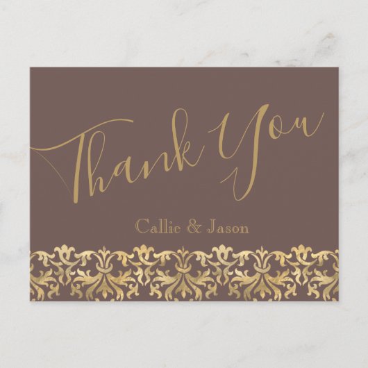 Elegant Earthy Brown and Gold Wedding Hartelijk da Briefkaart (Voorkant)