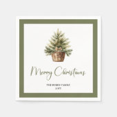 Elegant Earthy Christmas Tree Personalized Napkins Servet (Voorkant)