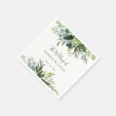 Elegant Earthy Greenery Personalized Names Date Na Servet (Hoek)